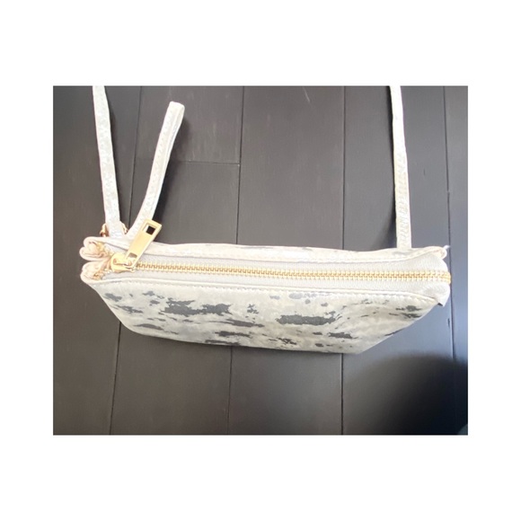 Suede Double Zip Crossbody, Yellow Gold Hardware - Picture 3 of 9